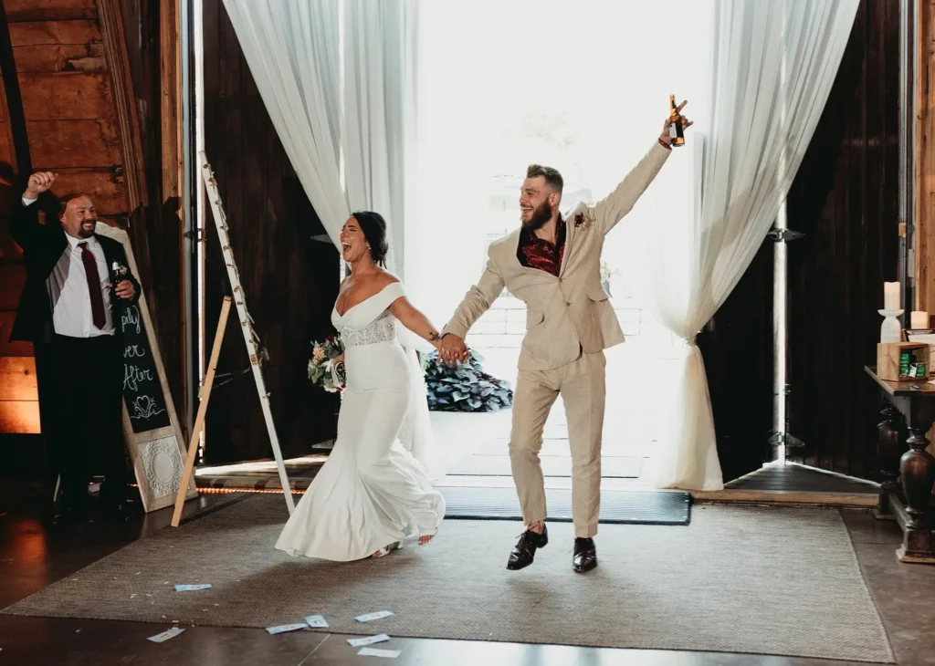 bride and groom entrance with unique wedding love song